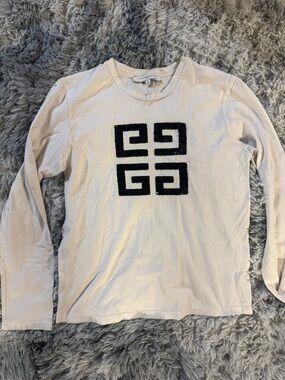 Givenchy Cream Long Sleeve Top with Black Logo